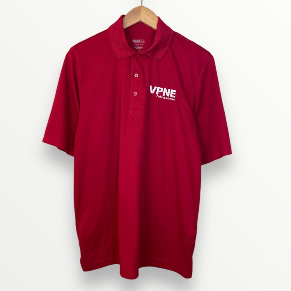 Core 365 VPNE Parking Solutions Short Sleeve Polo Shirt Red Men’s Medium